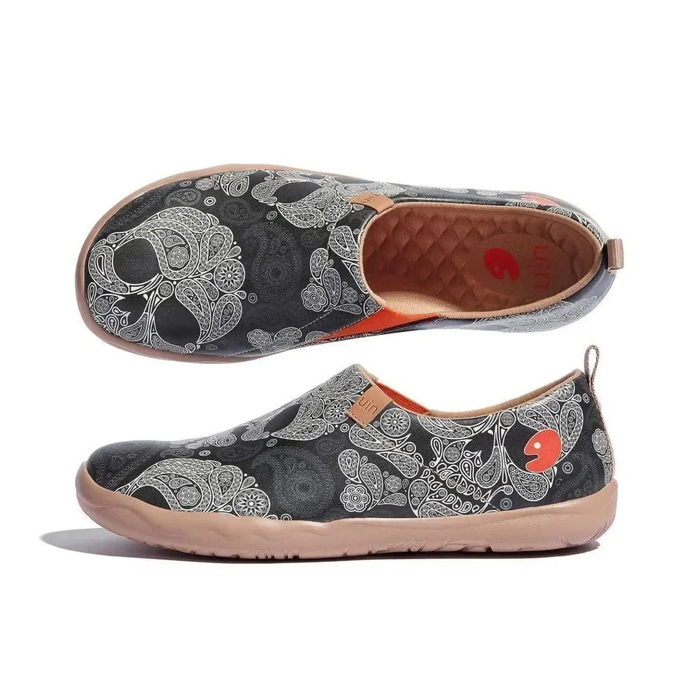 UIN Men's Walking Shoes Slip On Microfiber Casual Comfort Sneaker (Paisley Duke)